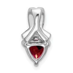 14k White Gold Trillion Garnet and Diamond Pendant