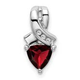 14k White Gold Trillion Garnet and Diamond Pendant