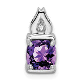 14k White Gold Amethyst and Diamond Pendant - 5