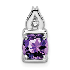 14k White Gold Amethyst and Diamond Pendant - 5