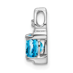14k White Gold Blue Topaz and Diamond Pendant - 2