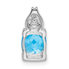 14k White Gold Blue Topaz and Diamond Pendant - 2