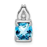 14k White Gold Blue Topaz and Diamond Pendant - 2