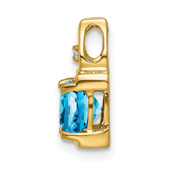 14k Blue Topaz and Diamond Pendant - 5