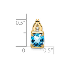 14k Blue Topaz and Diamond Pendant - 5