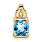 14k Blue Topaz and Diamond Pendant - 5
