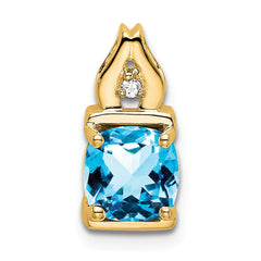 14k Blue Topaz and Diamond Pendant - 5