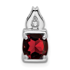 14k White Gold Garnet and Diamond Pendant - 4