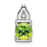 14k White Gold Peridot and Diamond Pendant - 2