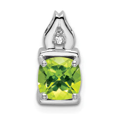 14k White Gold Peridot and Diamond Pendant - 2