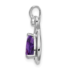 14k White Gold Pear Amethyst and Diamond Pendant