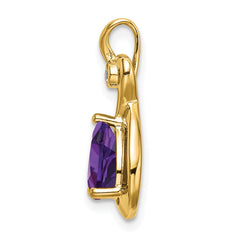 14k Pear Amethyst and Diamond Pendant