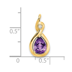14k Pear Amethyst and Diamond Pendant