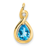 14k Pear Blue Topaz and Diamond Pendant
