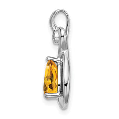 14k White Gold Pear Citrine and Diamond Pendant