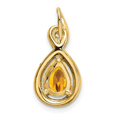 14k Pear Citrine and Diamond Pendant