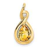 14k Pear Citrine and Diamond Pendant