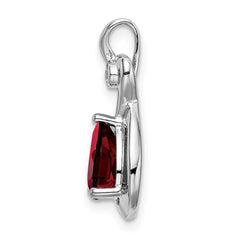 14k White Gold Pear Garnet and Diamond Pendant