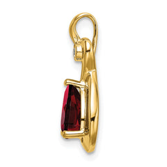 14k Pear Garnet and Diamond Pendant