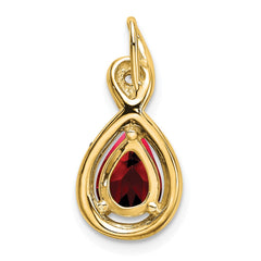 14k Pear Garnet and Diamond Pendant