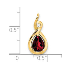 14k Pear Garnet and Diamond Pendant