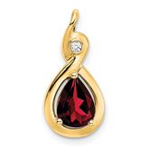 14k Pear Garnet and Diamond Pendant
