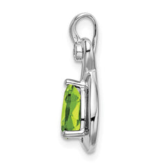 14k White Gold Pear Peridot and Diamond Pendant