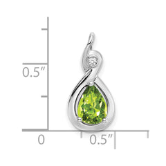 14k White Gold Pear Peridot and Diamond Pendant