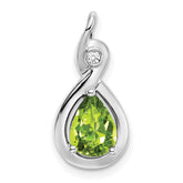 14k White Gold Pear Peridot and Diamond Pendant