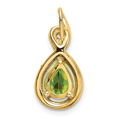 14k Pear Peridot and Diamond Pendant