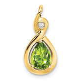 14k Pear Peridot and Diamond Pendant