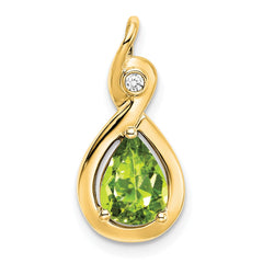 14k Pear Peridot and Diamond Pendant