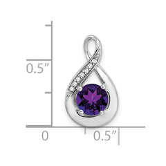 14k White Gold Amethyst and Diamond Pendant - 8