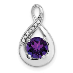 14k White Gold Amethyst and Diamond Pendant - 8