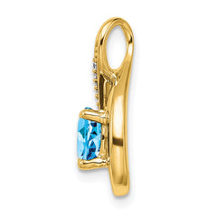 14k Blue Topaz and Diamond Pendant - 4