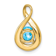 14k Blue Topaz and Diamond Pendant - 4