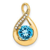 14k Blue Topaz and Diamond Pendant - 4