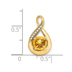 14k Citrine and Diamond Pendant - 3