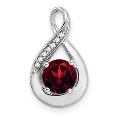14k White Gold Garnet and Diamond Pendant