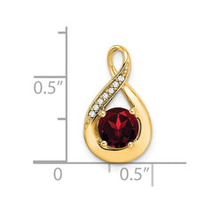 14k Garnet and Diamond Pendant - 2