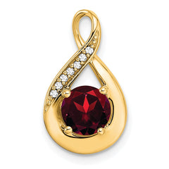 14k Garnet and Diamond Pendant - 2