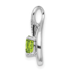14k White Gold Peridot and Diamond Pendant - 4