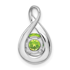 14k White Gold Peridot and Diamond Pendant - 4