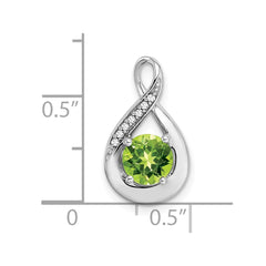14k White Gold Peridot and Diamond Pendant - 4