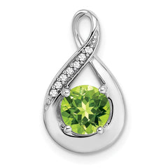 14k White Gold Peridot and Diamond Pendant - 4