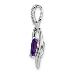 14k White Gold Amethyst and Diamond Pendant - 6