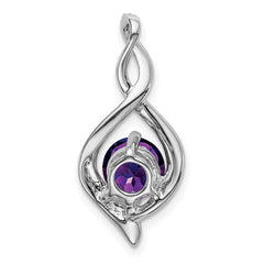 14k White Gold Amethyst and Diamond Pendant - 6