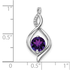 14k White Gold Amethyst and Diamond Pendant - 6