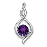 14k White Gold Amethyst and Diamond Pendant - 6