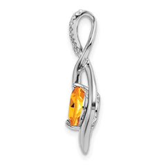 14k White Gold Citrine and Diamond Pendant - 3